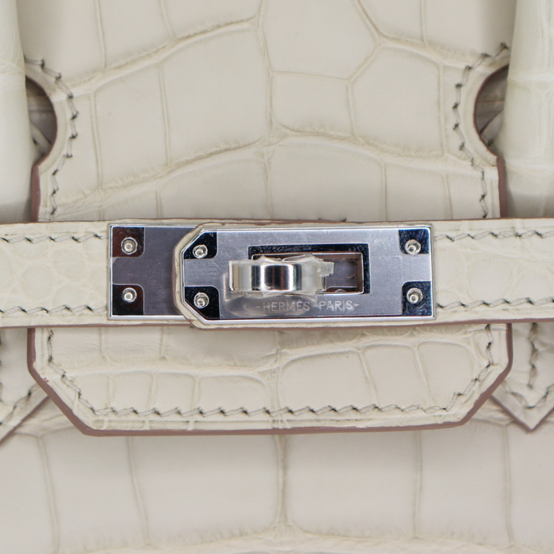 Hermès 25cm Birkin Beton Matte Alligator Palladium Hardware