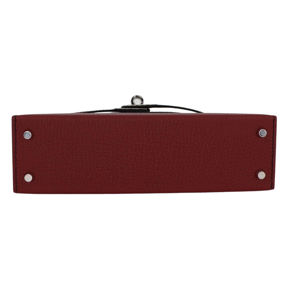 Hermès Kelly II Sellier Mini HSS Rouge H Chèvre Leather Palladium