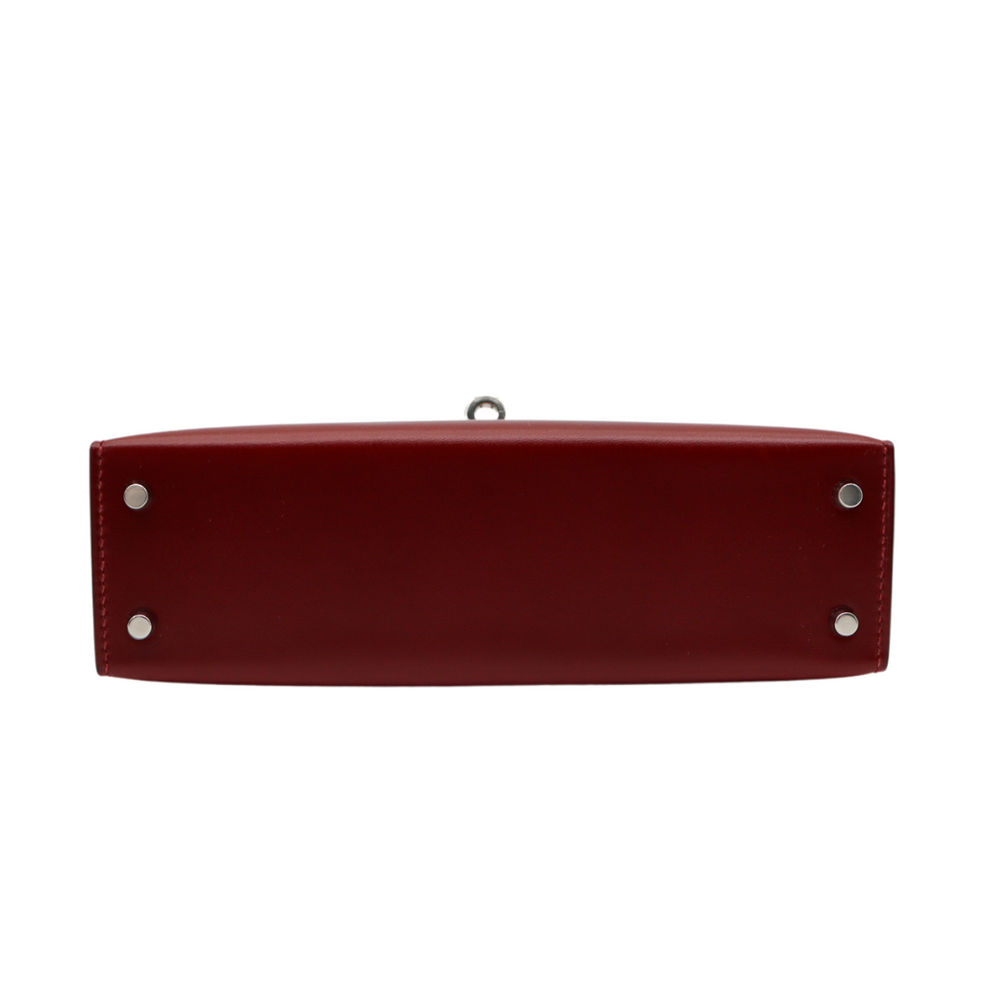 Hermès Kelly II Sellier Mini Rouge H Box Calf Leather Palladium