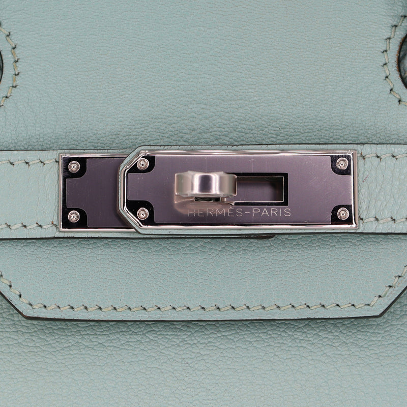 Hermès 30cm Birkin Aqua Chèvre Leather Palladium Hardware