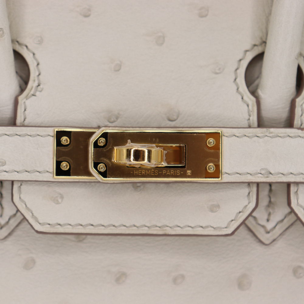 Hermès 25cm Birkin Beton Ostrich Gold Hardware – Privé Porter