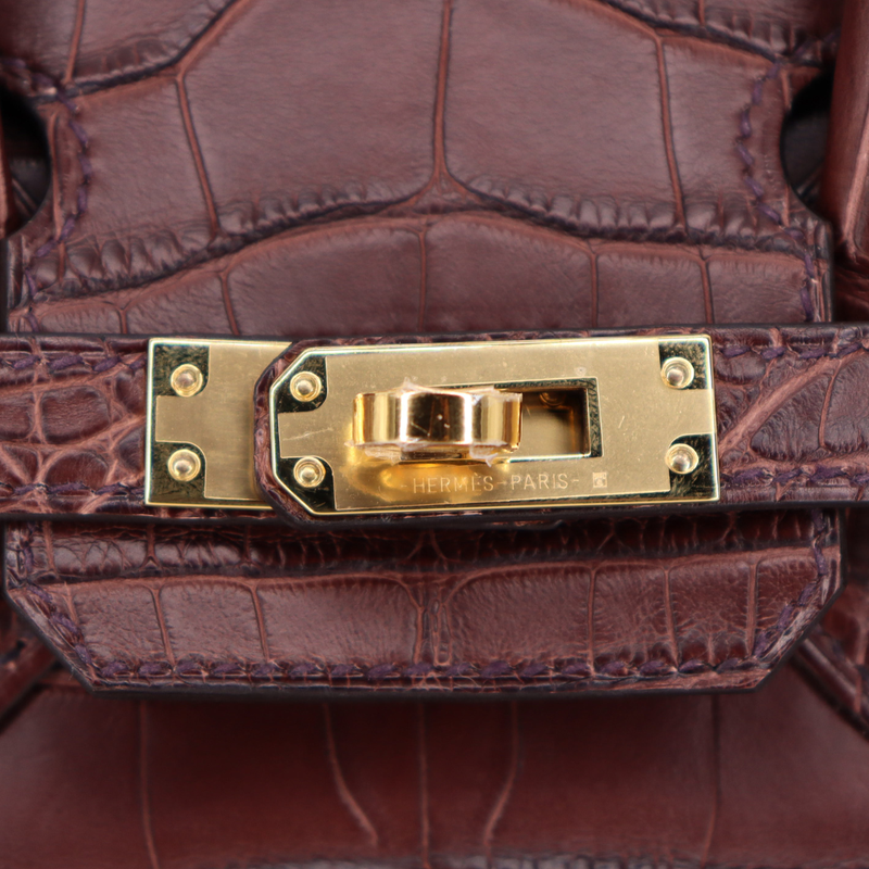 Hermès 25cm Birkin Havane Matte Alligator Gold Hardware – Privé Porter Hermès 25cm Birkin Havane Matte Alligator Gold Hardware – Privé Porter