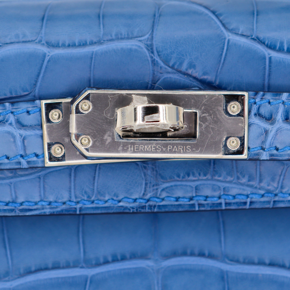 Hermès Kelly II Sellier Mini Bleu Zellige Matte Alligator