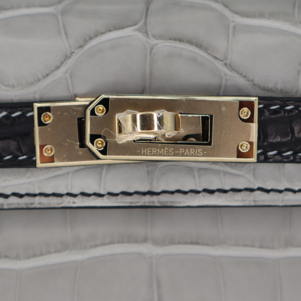 Hermès Kelly II Sellier Mini HSS Gris Perle/Black Matte Alligator