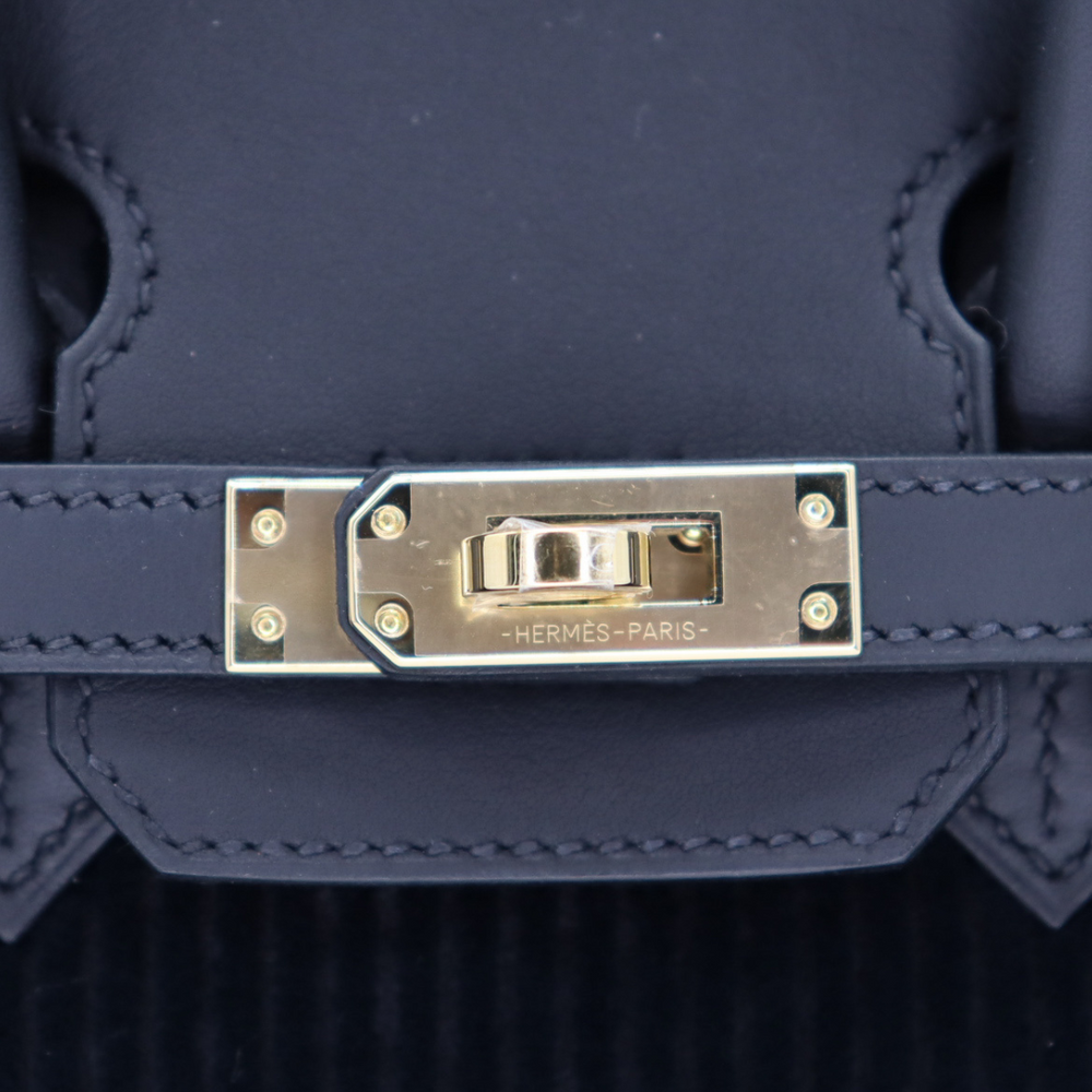 Hermès 25cm Birkin Black Cote a Cote Tuffetage Caban Swift Leather