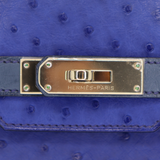 Hermès 30cm Birkin Ghillies Bleu Roi Ostrich Permabrass Hardware