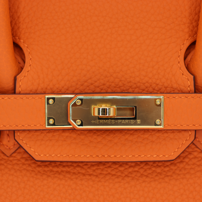 Hermès 30cm Birkin Orange Clemence Leather Gold Hardware