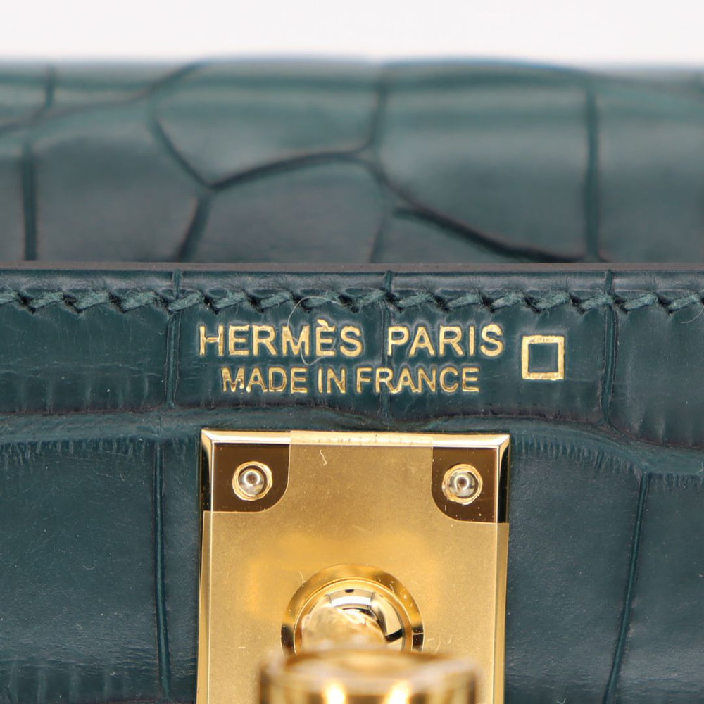 Hermès Kelly II Sellier Mini Vert Cypress Matte Alligator Gold