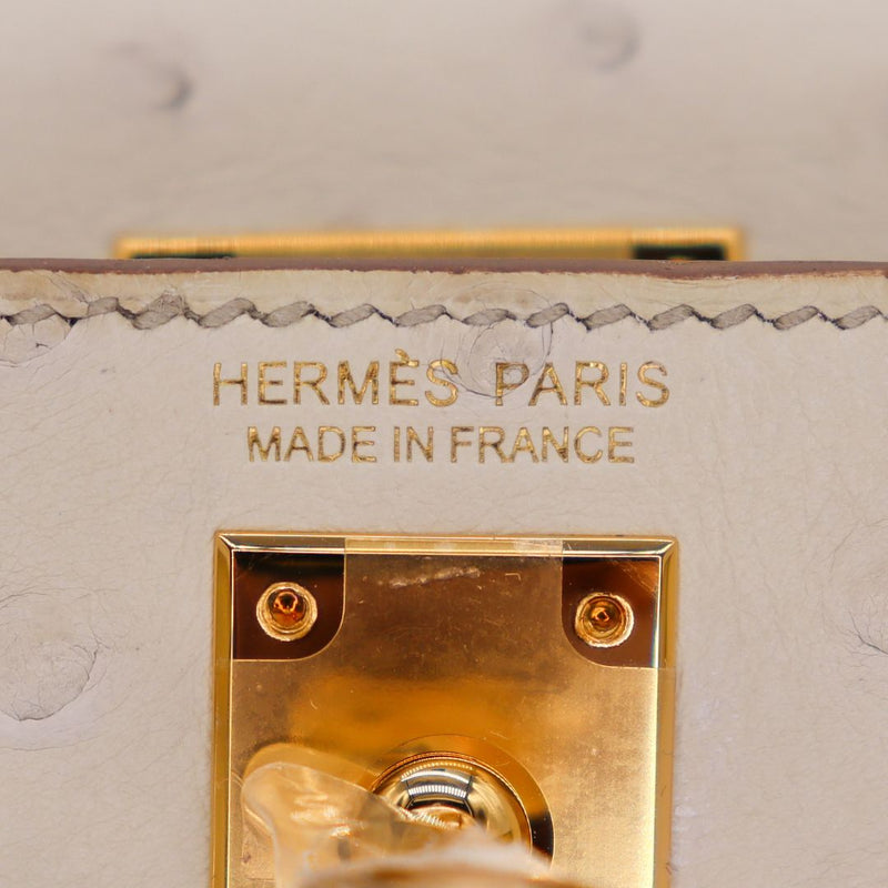 Hermès Kelly II Sellier Mini Beton Ostrich Gold Hardware