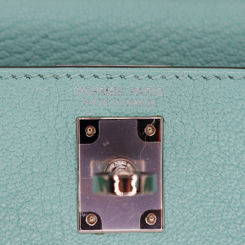 Hermès Kelly II Sellier Mini Verso Aqua/Cobalt Chèvre Leather Palladium Hardware