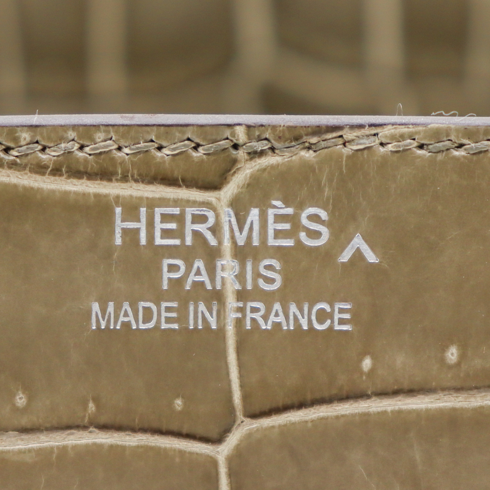 Hermès 35cm Birkin Gris Tourterelle Shiny Porosus Crocodile