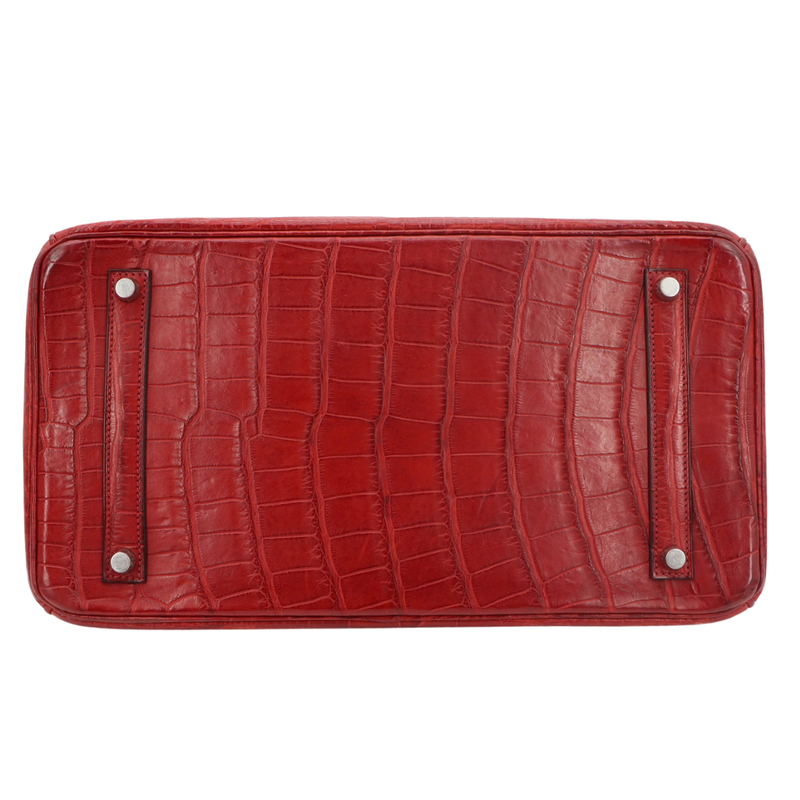 Hermès 35cm Birkin Rouge H Matte Alligator Palladium Hardware