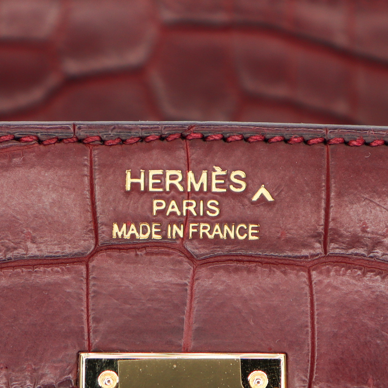 Hermès 35cm Birkin Bordeaux Matte Porosus Crocodile Gold Hardware