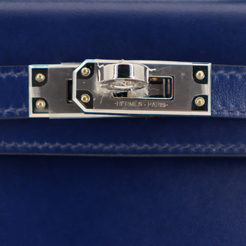 Hermès Kelly II Sellier Mini Bleu Saphir Box Calf Leather Palladium Hardware