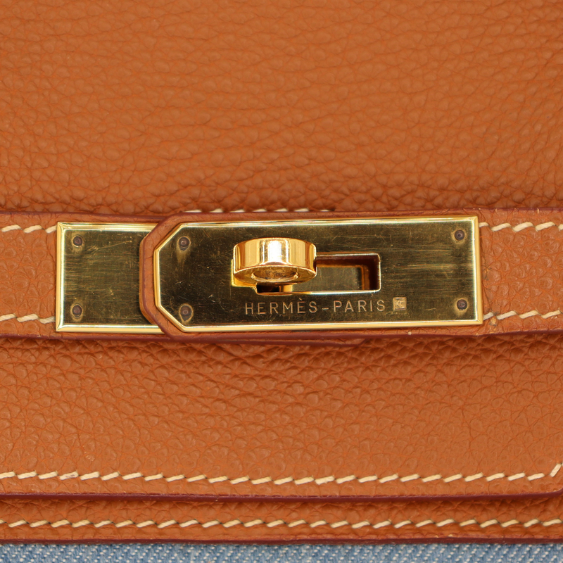 Hermès 40cm Birkin Natural Vache Leather/Denim Gold Hardware