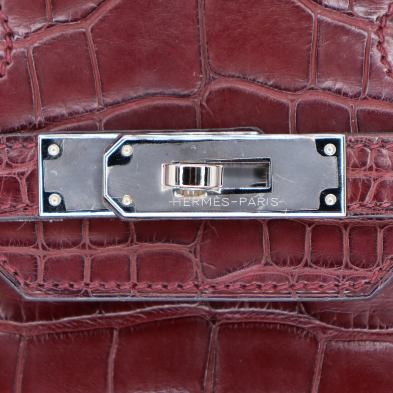 Hermès 30cm Birkin Bordeaux Matte Alligator Palladium Hardware