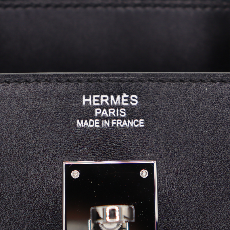 Hermès 40cm Birkin Black Box Calf Leather Palladium Hardware