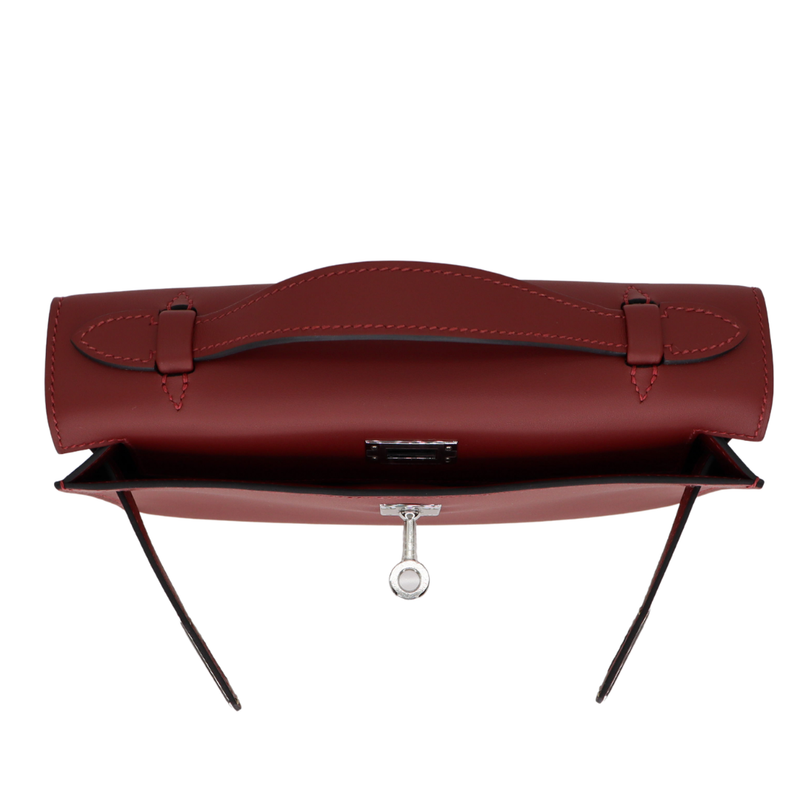 Hermès Kelly Pochette Rouge H Swift Leather Palladium Hardware