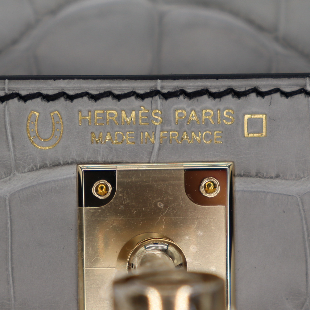Hermès Kelly II Sellier Mini HSS Gris Perle/Black Matte Alligator