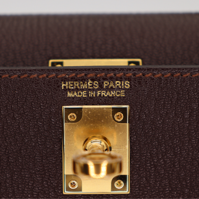 Hermès Kelly II Sellier Mini Verso Havane/Gris Touretelle Chèvre Leather Gold Hardware