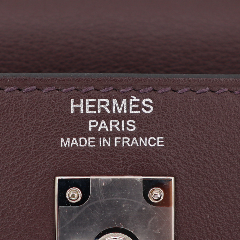 Hermès 25cm Kelly Retourne Rouge Sellier Swift Leather Palladium Hardware
