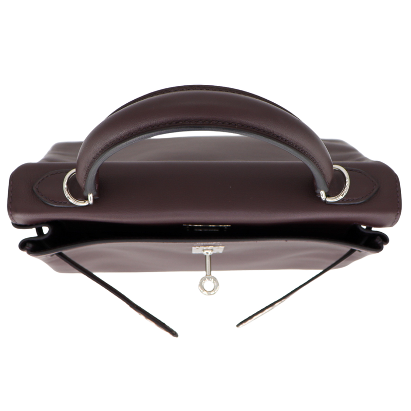 Hermès 25cm Kelly Retourne Rouge Sellier Swift Leather Palladium Hardware