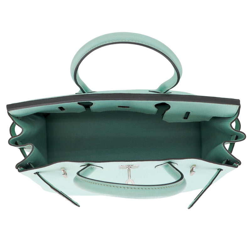 Hermès 30cm Birkin Aqua Chèvre Leather Palladium Hardware