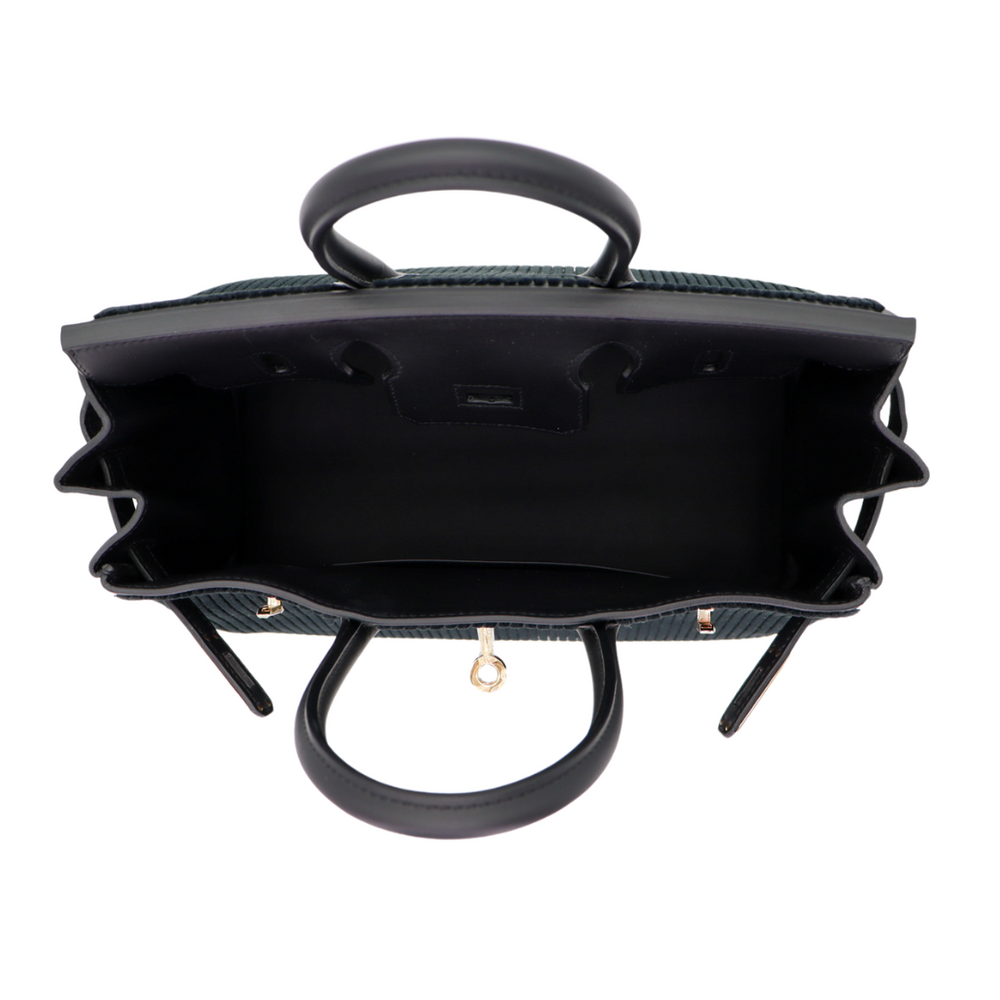 Hermès 25cm Birkin Black Cote a Cote Tuffetage Caban Swift Leather