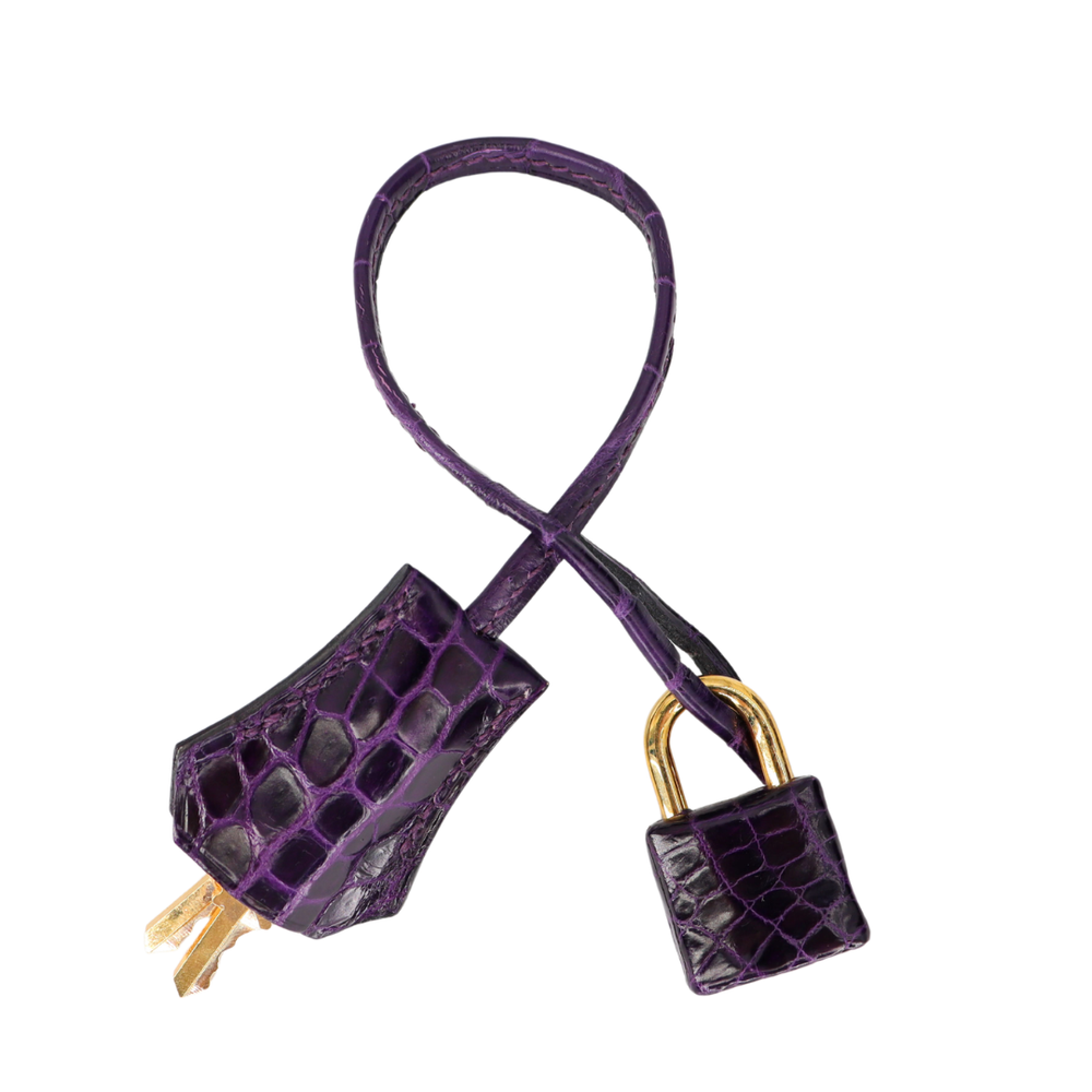アクセサリー HERMES Hermès 30cm Birkin Amethyst Shiny Niloticus Crocodile Gold