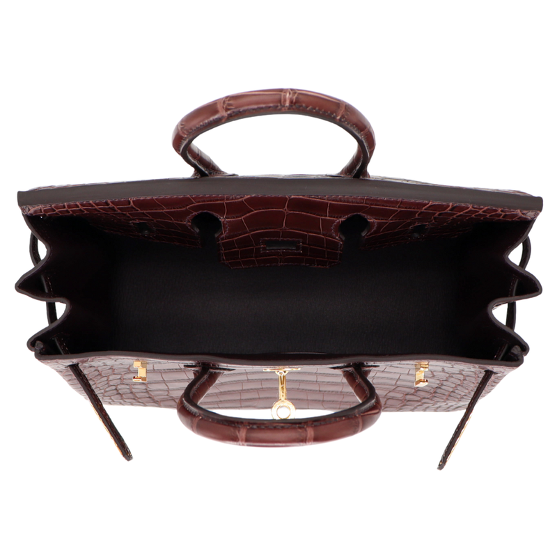 Hermès 25cm Birkin Havane Matte Alligator Gold Hardware