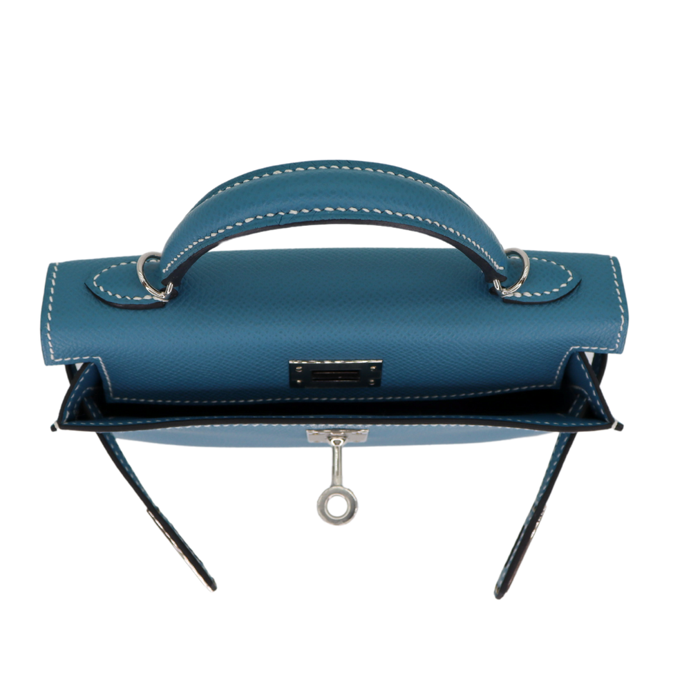 Hermès Kelly II Sellier Mini Bleu Jean Epsom Leather Palladium