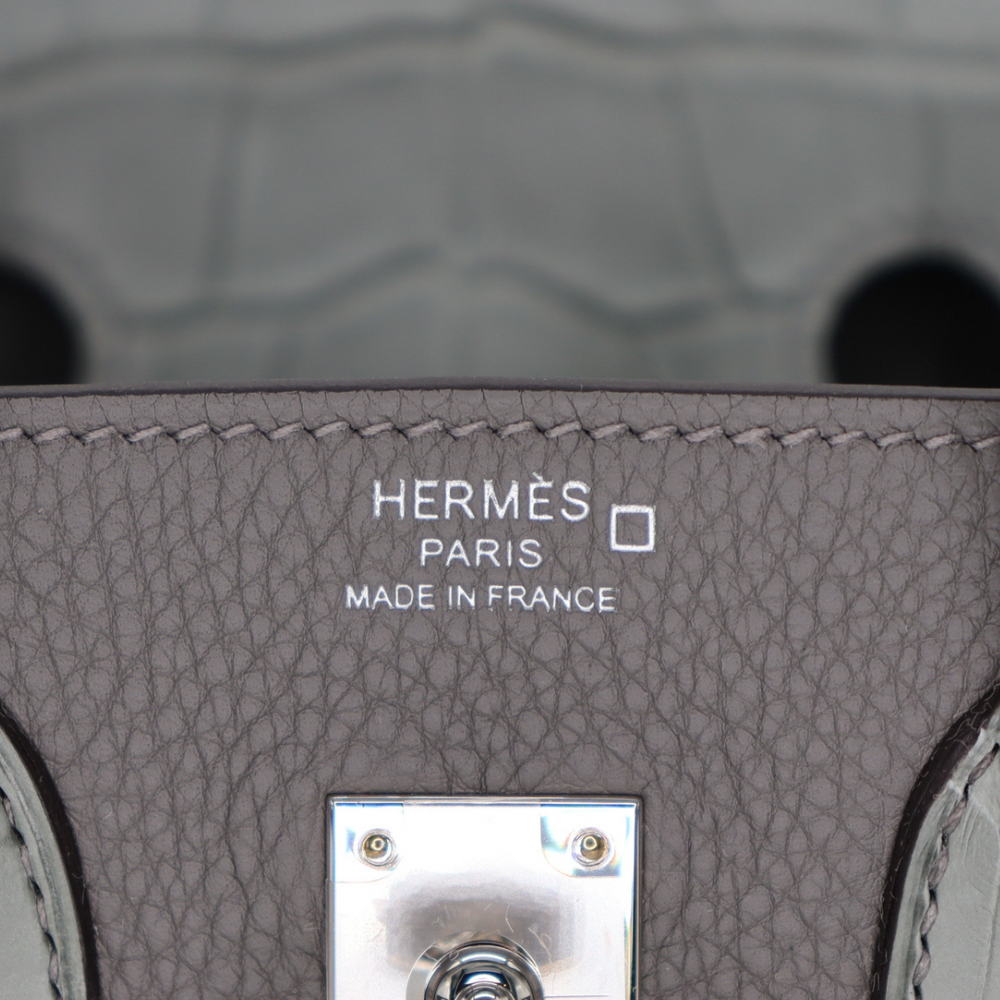 Hermès 25cm Birkin Touch Gris Meyer Togo/Matte Alligator Palladium