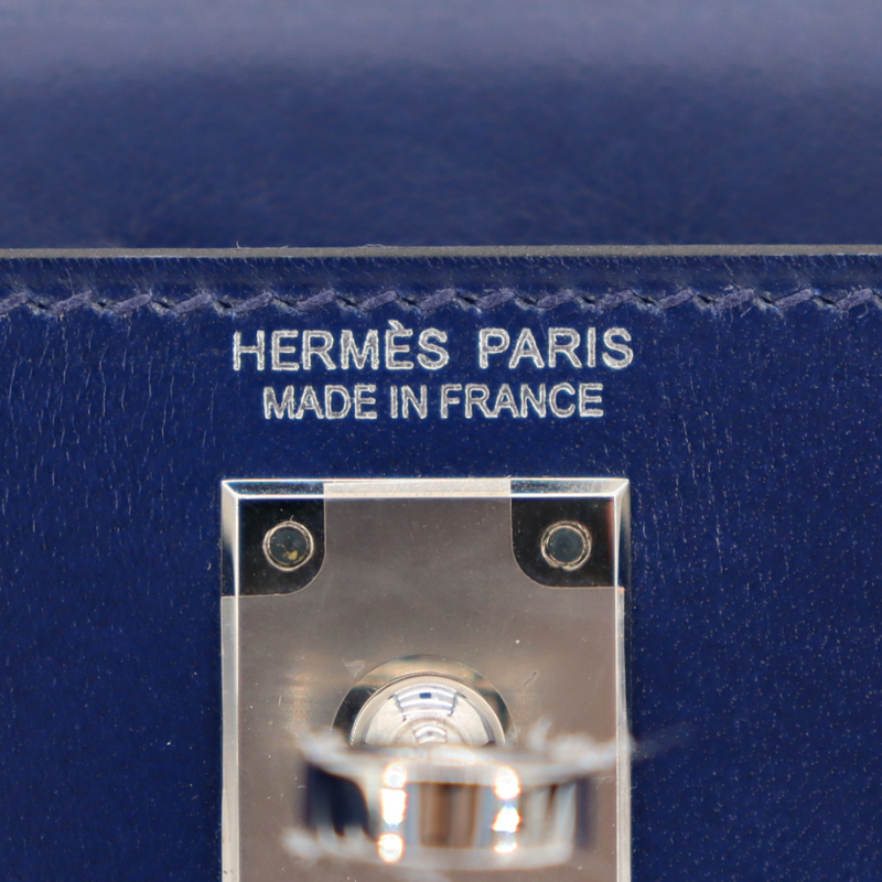 Hermès Kelly II Sellier Mini Bleu Saphir Box Calf Leather Palladium Hardware