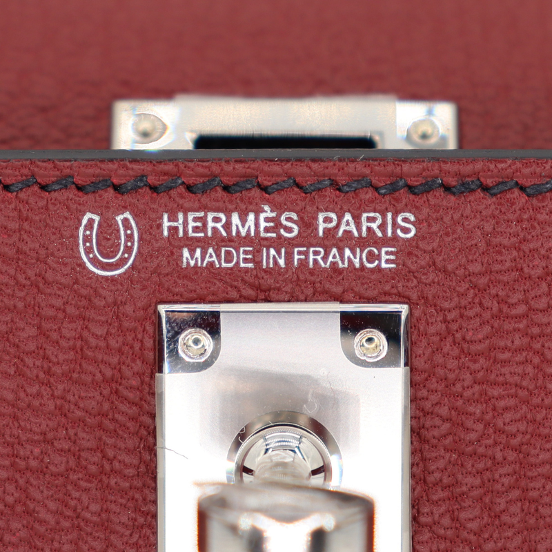 Hermès Kelly II Sellier Mini HSS Rouge H Chèvre Leather Palladium