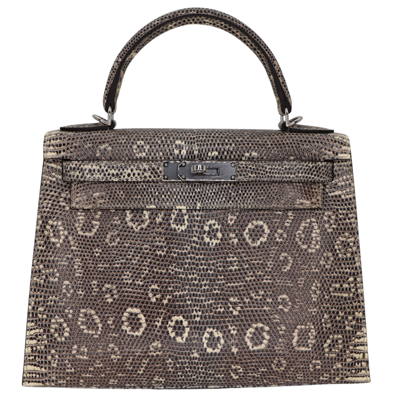 Hermès 28cm Kelly Sellier Ombre Lizard Palladium Hardware