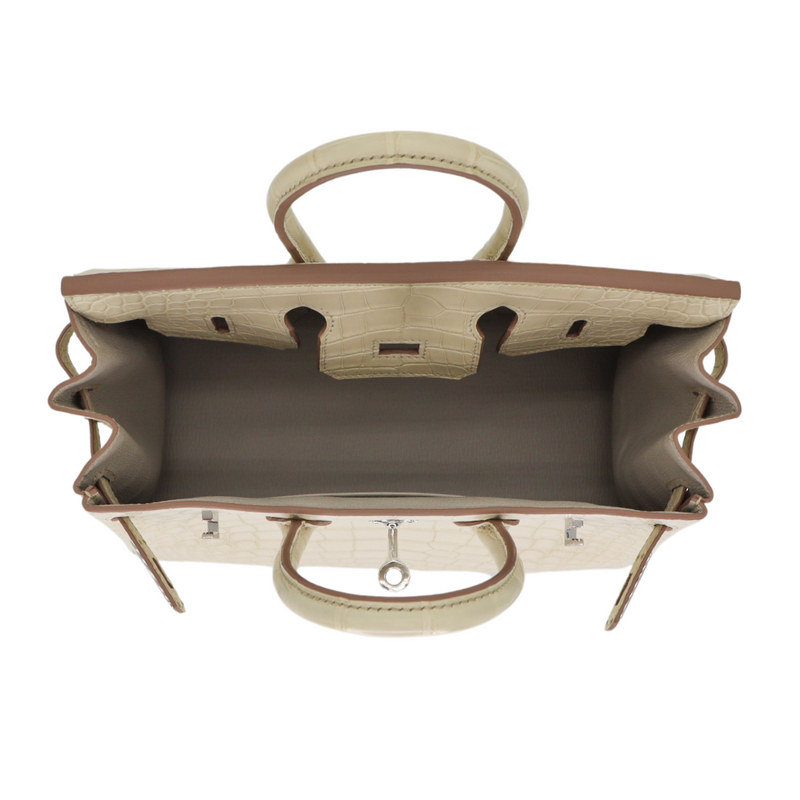 Hermès 25cm Birkin Beton Matte Alligator Palladium Hardware