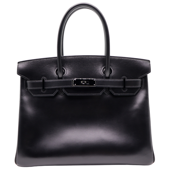 Hermès 30cm Birkin So Black Box Calf Leather Ruthenium Hardware