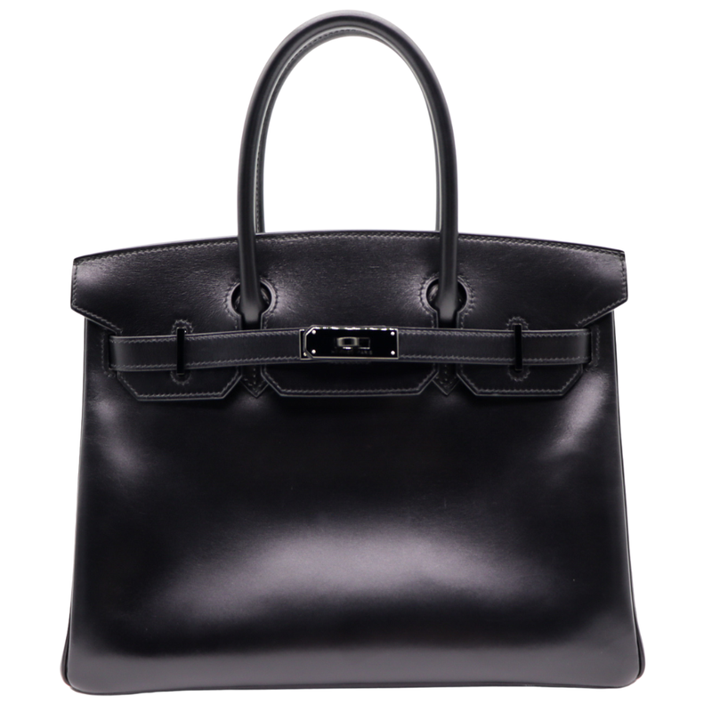 Hermès 30cm Birkin So Black Box Calf Leather Ruthenium Hardware