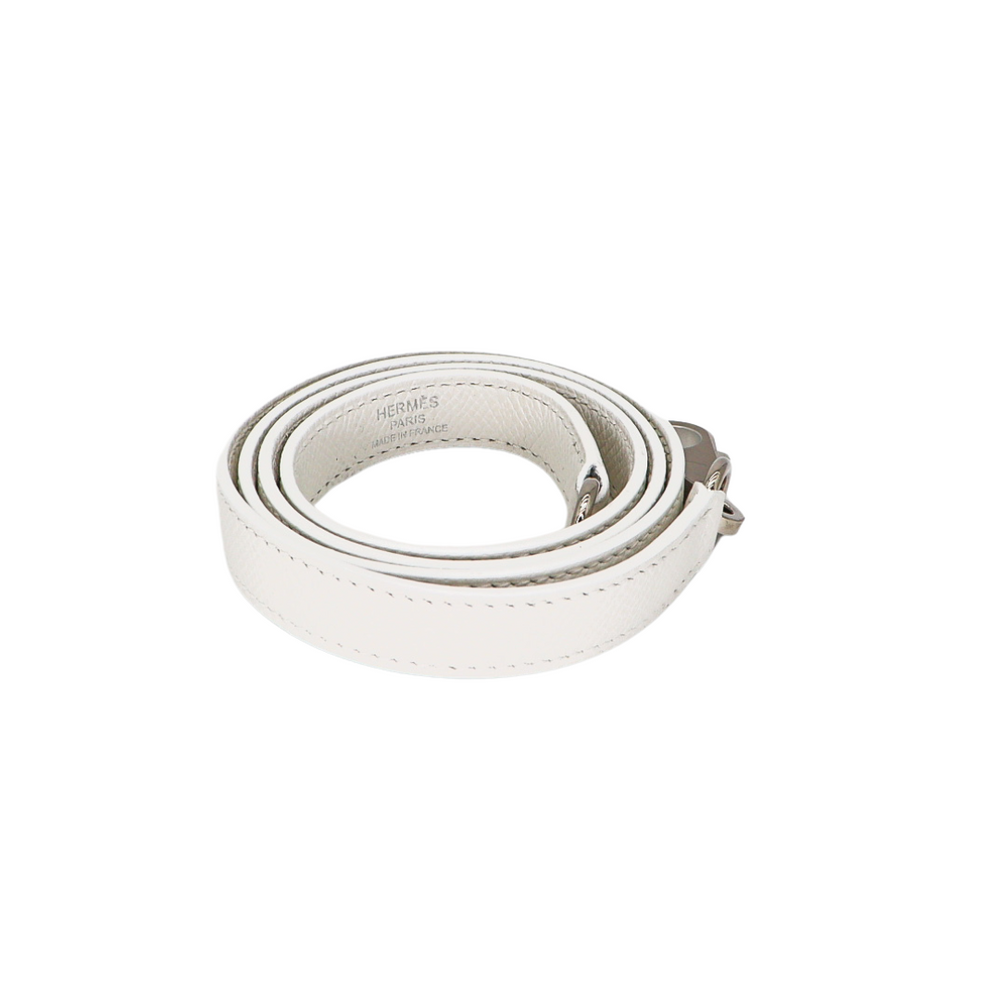 Hermès 25cm Kelly Sellier White Epsom Leather Palladium Hardware