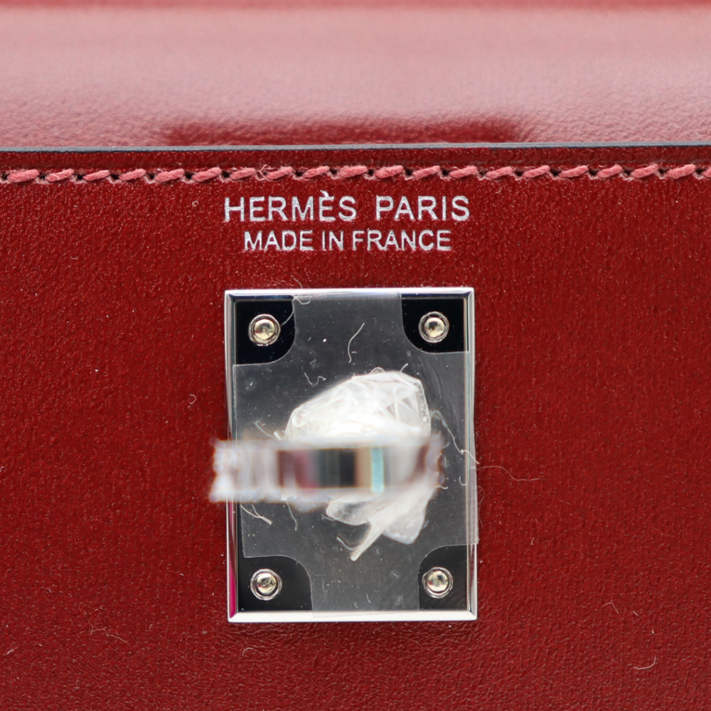 Hermès Kelly II Sellier Mini Rouge H Box Calf Leather Palladium