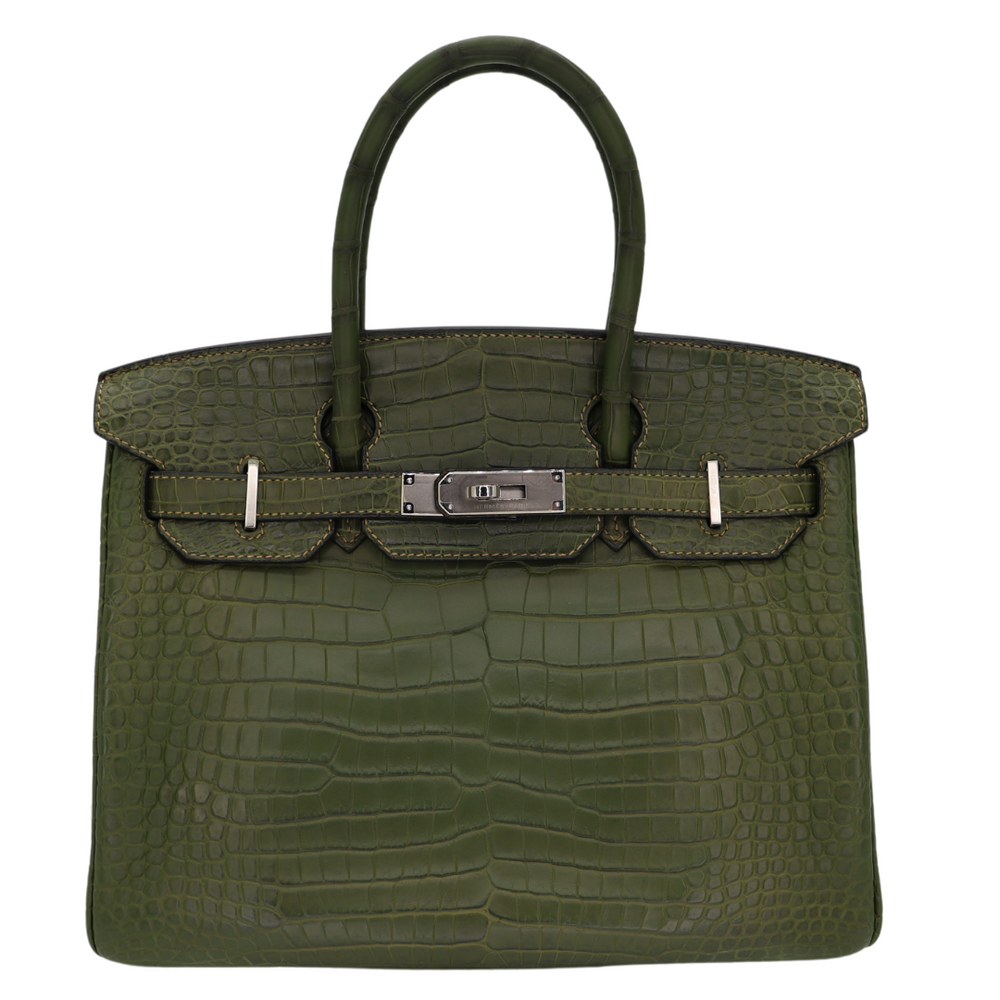 Hermès 30cm Birkin Canopee Matte Porosus Crocodile Palladium