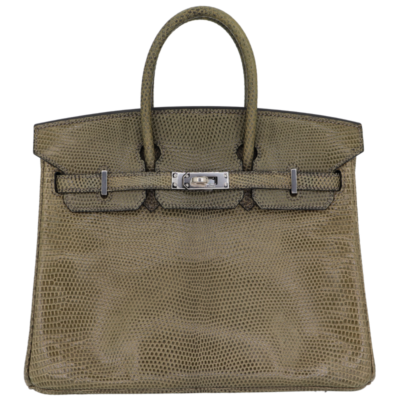 Hermès 25cm Birkin Vert Olive Lizard Palladium Hardware – Privé Porter