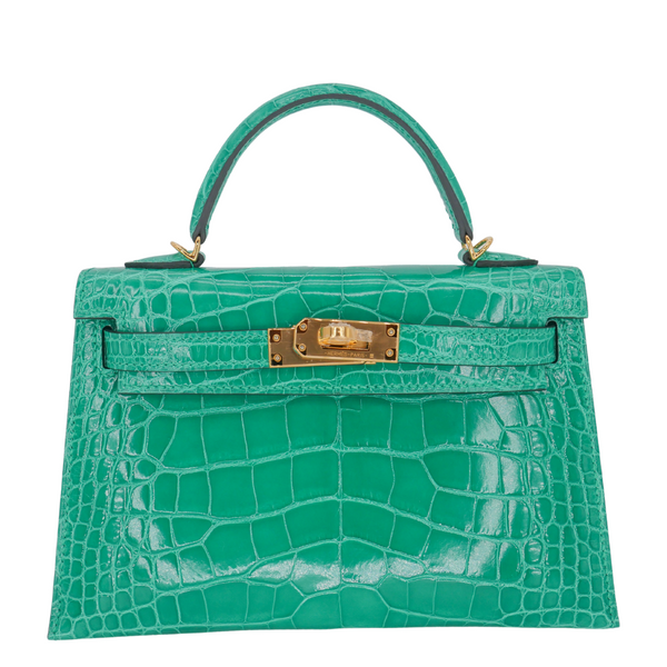 Hermès Kelly II Sellier Mini Vert Jade Shiny Alligator GHW