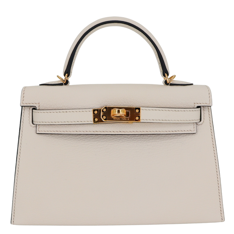 Hermès Kelly II Sellier Mini HSS Nata/Bordeaux Chèvre Leather Gold Hardware