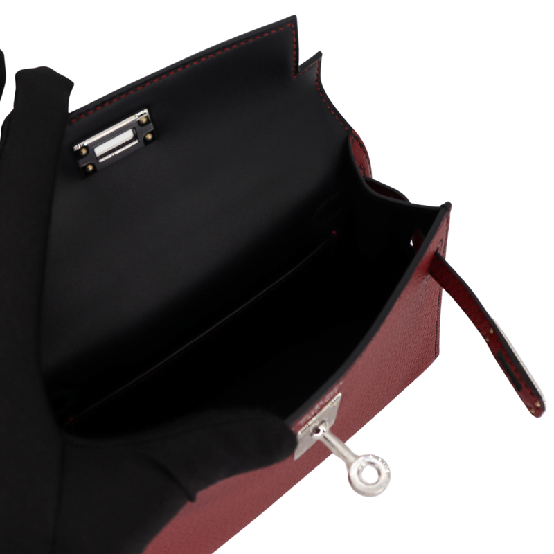 Hermès Kelly II Sellier Mini HSS Rouge H Chèvre Leather Palladium