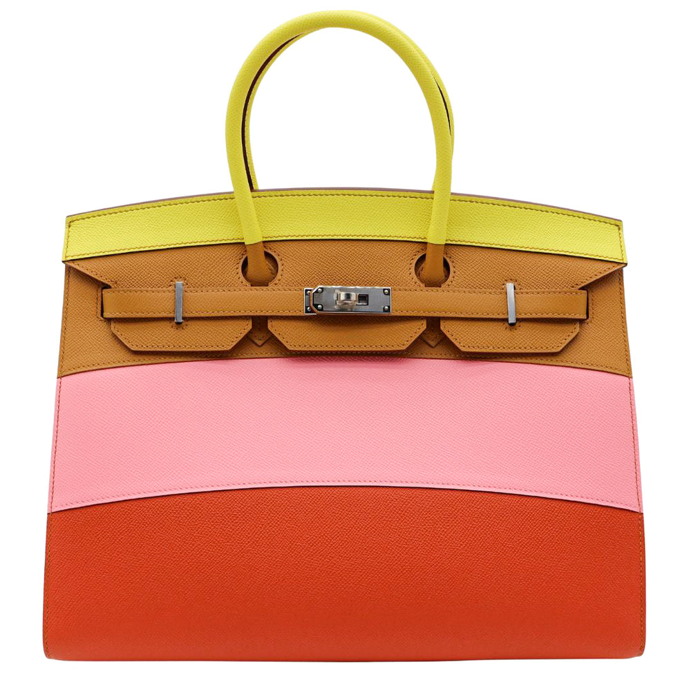 Hermès 35cm Birkin Sellier Rainbow Sunrise Epsom Leather Palladium