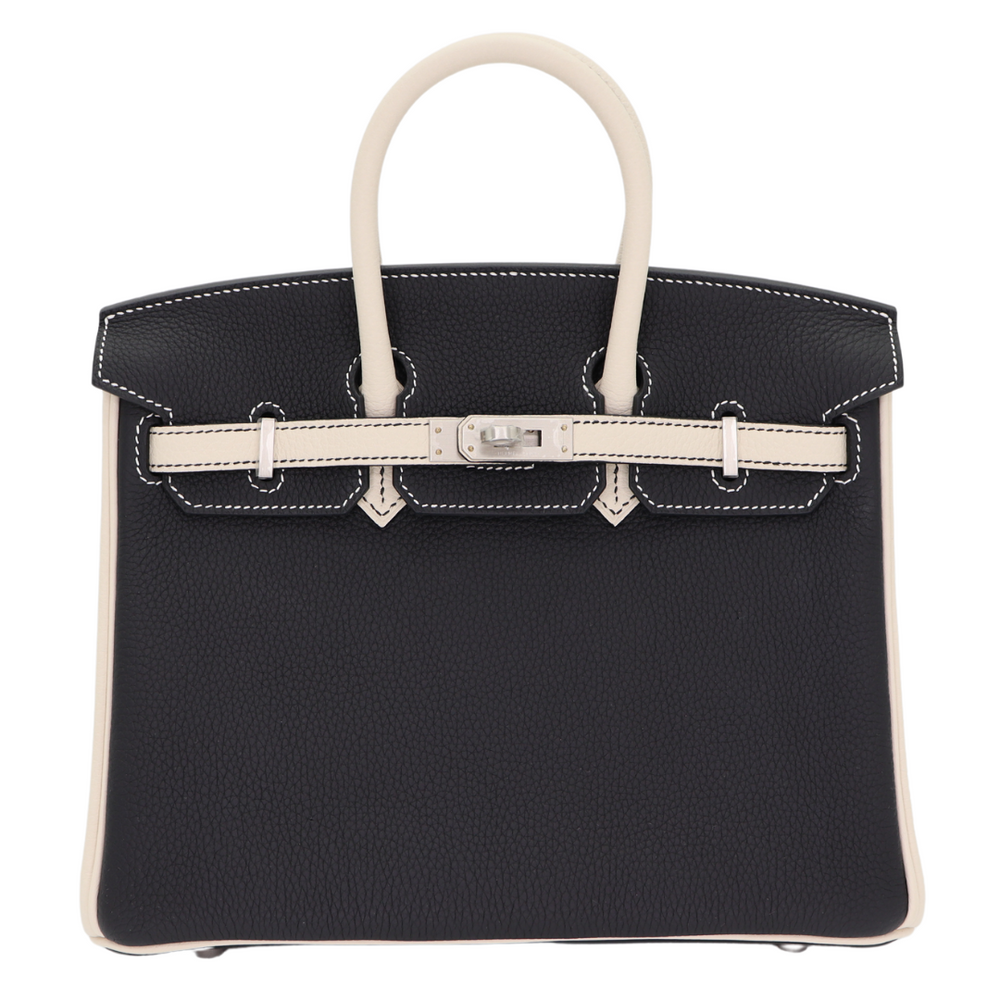 Hermès 25cm Birkin HSS Black/Craie Togo Leather Brushed Palladium