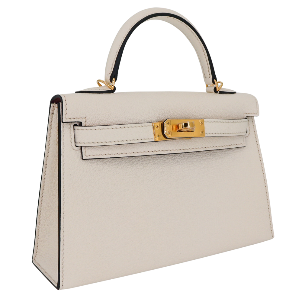 Hermès Kelly II Sellier Mini HSS Nata/Bordeaux Chèvre Leather Gold