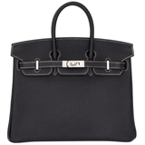 Hermès 25cm Birkin HSS Black Chèvre Leather Brushed Palladium Hardware
