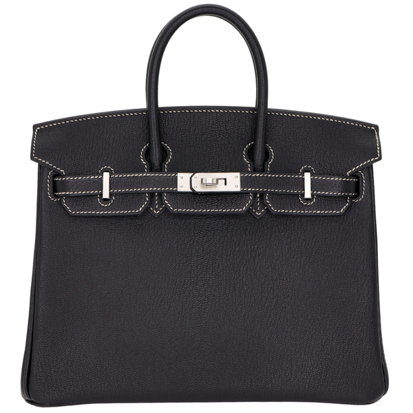Hermès 25cm Birkin HSS Black Chèvre Leather Brushed Palladium Hardware
